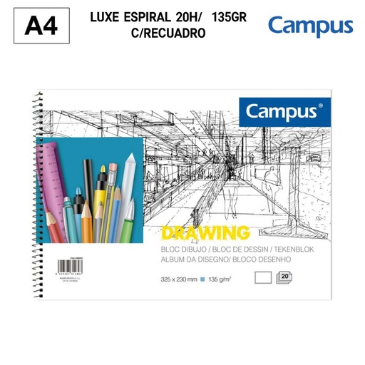 [A001111] Bloc de dibujo A4 20H/135 g - Papelería y artículos escolares