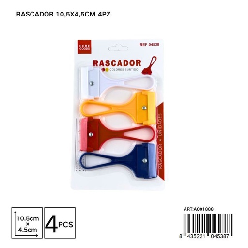 [A001888] Rascador de acero inoxidable 10,5x4,5 cm 4 piezas - Herramientas de cocina