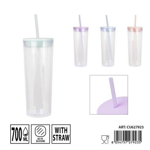 [0236904] Vaso con pajita 22x8.5cm 700ml - Bebidas y refrescos