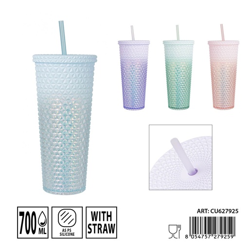 [0236906] Vaso con pajita 28x9.7cm 700ml - Bebidas y refrescos