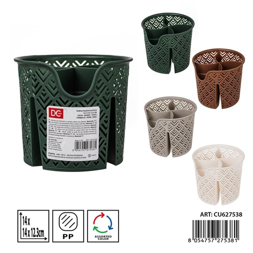 [0236869] Porta cubiertos de plástico 14x14x12.3 cm - Almacenamiento en la cocina