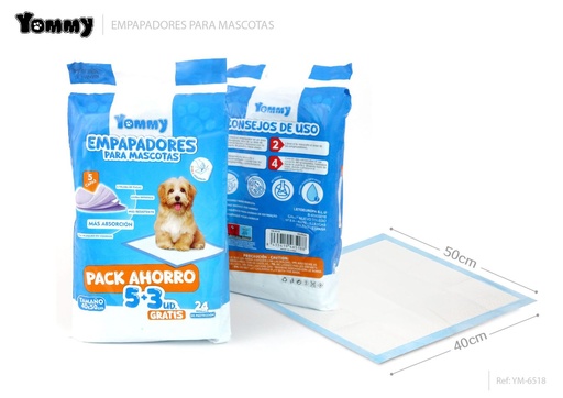 [YM6518] Empapadores para mascotas 40x50cm 5pcs+3 - Accesorios para mascotas