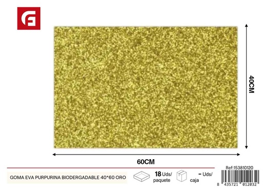 [153810120] Goma EVA purpurina biodegradable 40*60 oro