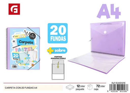 [154401216] Carpeta con 20 fundas A4 - Material de oficina