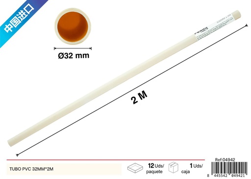 [04942] Tubo PVC D32mm 1.9mm*32mm*2m - Material de construcción