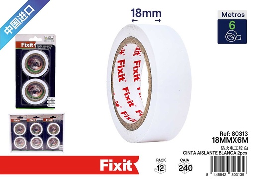 [80313] Cinta aislante blanca 18 mm*6 m 2 piezas - Productos de verano