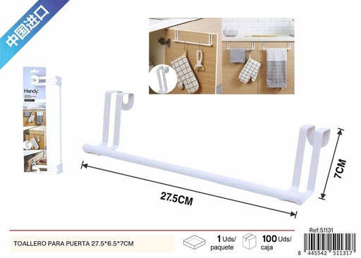 [51131] Toallero para puerta blanco 27.5*6.5*7 cm - Accesorios del hogar