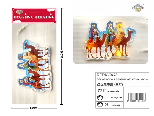 [NV9423] Decoración gelatina (3pcs) 15x30cm - Pegatinas navideñas