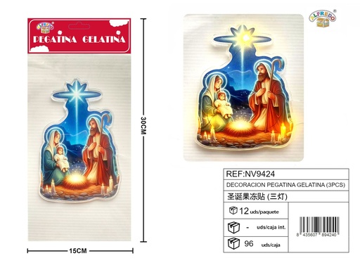 [NV9424] Decoración gelatina (3pcs) 15x30cm - Pegatinas navideñas