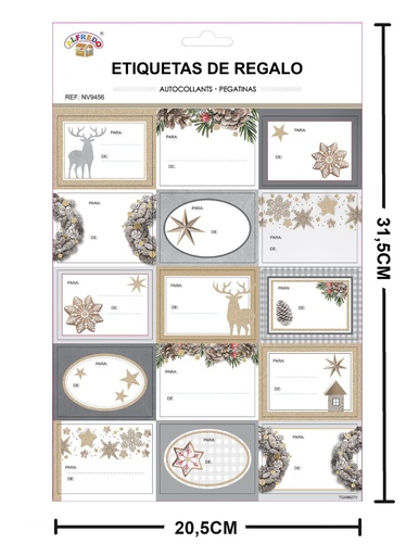 [NV9456] Etiqueta para regalo de Navidad 20.5x31.5cm - Etiquetas navideñas