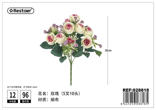 [928818] Ramos de rosas con cinco ramas y diez cabezas 30cm - Flores de decoración artificial