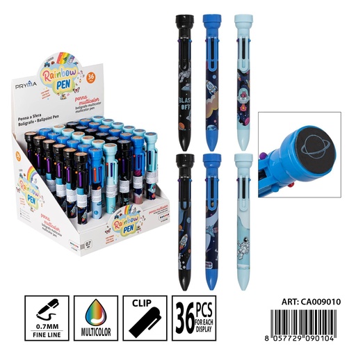 [0236675] Bolígrafo multicolor 6 en 1 con sello - Utensilios de escritura y bolígrafos creativos