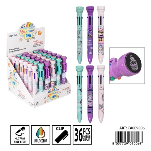 [0236671] Bolígrafo multicolor 6 en 1 con sello - Herramientas de escritura