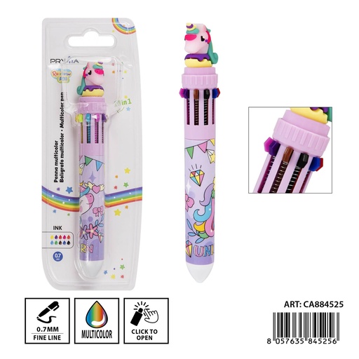 [0234663] Ratulador unicornio 10 en 1 0.7 mm - Bolígrafo de colores y diseños divertidos