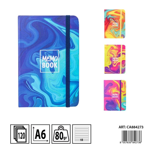 [0233701] Libreta de tapa dura A6 120 hojas 80g - Cuaderno de notas y dibujo con portada colorida