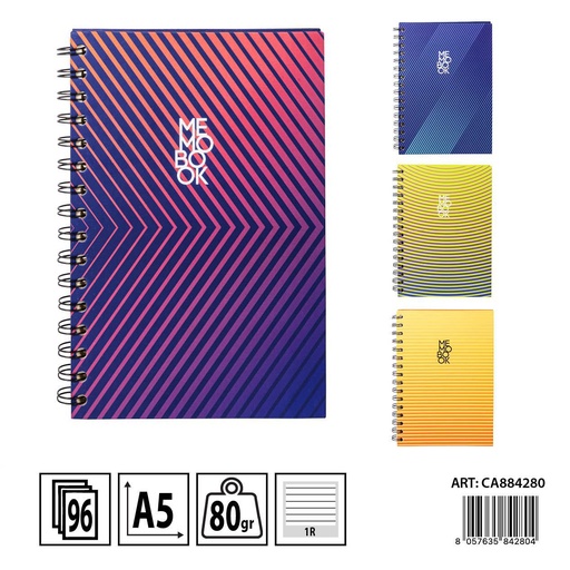 [0233708] Libreta espiral A5 96 hojas 80g 21x15cm - Cuaderno de notas con diseño de enlaces
