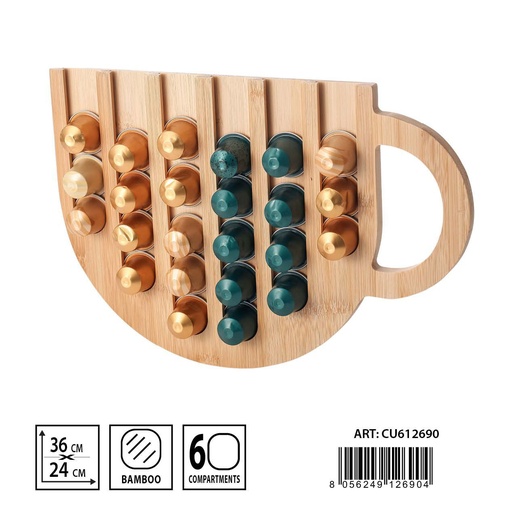 [0235908] Dispensador de cápsulas de bambú 36x24cm - Almacenamiento de café