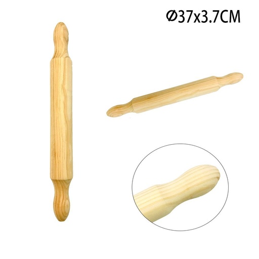 [A000022] Rodillo de madera 37x3.7 cm - Utensilios de cocina