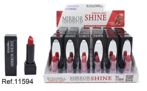 [8435433229582] Barras de labios shine con espejo (24 unidades) - Cosmético para labios brillantes