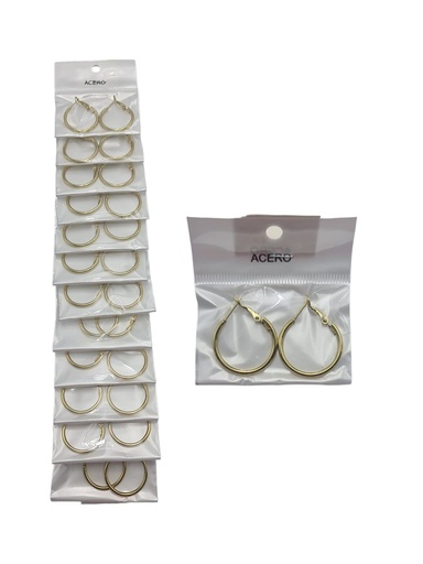 [8433637162285] Aretes dorados - 2 cm de acero, 12 piezas