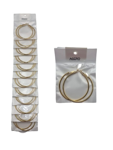 [8433637162308] Aretes dorados - 4 cm de acero, 12 piezas