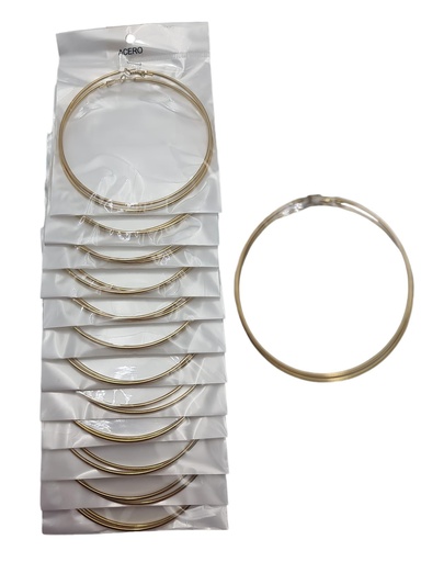 [8433637162353] Pendientes aros de acero dorado 9cm 12 unidades - Joyería y bisutería