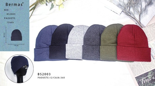 [BS2003] Gorro hombre acrílico negro - Accesorios de invierno