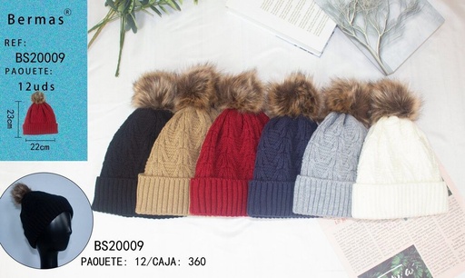 [BS2009] Gorro de mujer de punto con forro - invierno