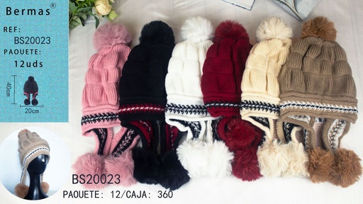 [BS2023] Gorro de máquina horizontal con 3 pompones