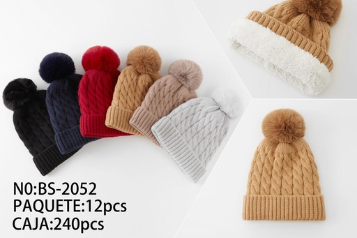 [BS2052] Gorro de mujer de felpa con un lado en pompon