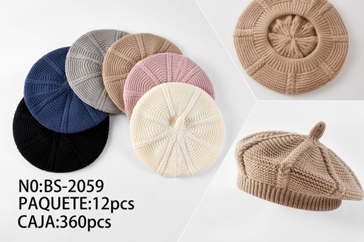 [BS2059] Gorro de beret tejido - Ropa de invierno