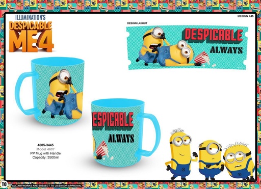 [DF4605-3445] Taza plástica con mango Minions 350ml - Artículos para niños