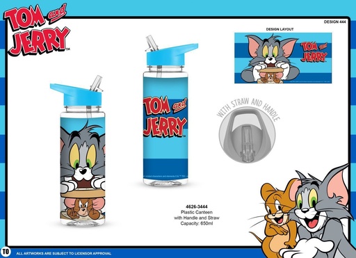 [DF4626-3444] Botella de plástico con pajita Tom & Jerry 650 ml - Botella coleccionable