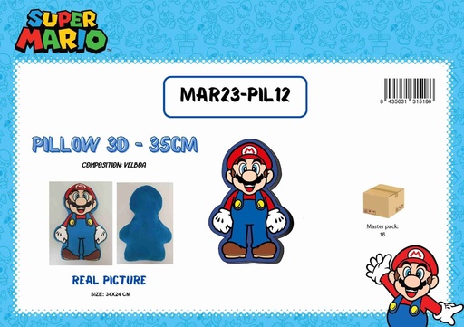 [MAR23-PIL12] Almohada infantil de Super Mario 3D de 35cm - Juguetes