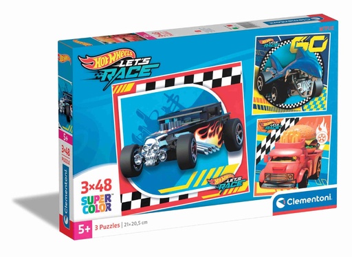 [25313.5] Puzzle de 3X48 Square Hotwheels - Juguetes educativos