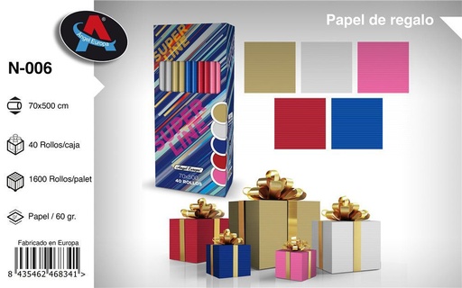 [N-006] Papel de regalo mil rayas 70*500 cm - Papel de envoltura