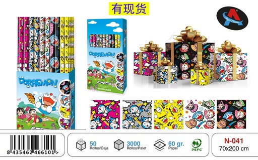 [N-041] Papel de regalo Doraemon 70x200 - Material para regalitos