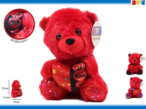 [00239] Peluche 21 CM osito corazón rojo - Regalo para San Valentín