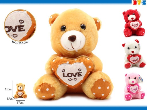 [00235] Peluche oso corazón 21 cm - Juguete de colección