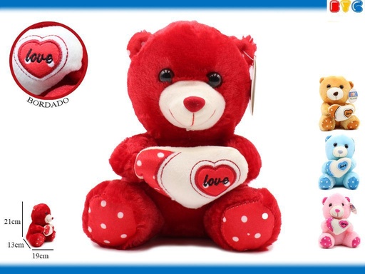 [00237] Peluche oso corazón mini 21 cm - Juguete de colección