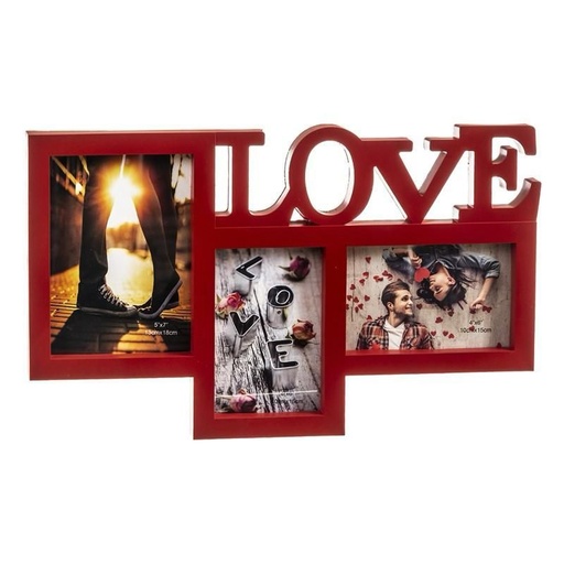 [8434504043386] Portafotos múltiple "Love" 3 PVC rojo - Regalos