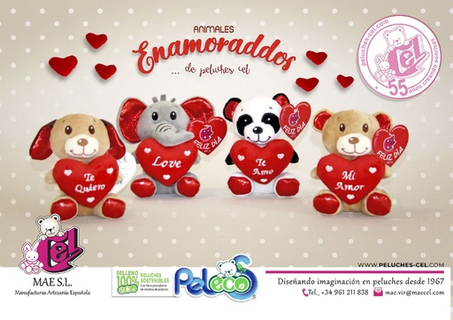 [3274] Juguete de peluche Animales Love 14 cm - Regalos para el Día de San Valentín