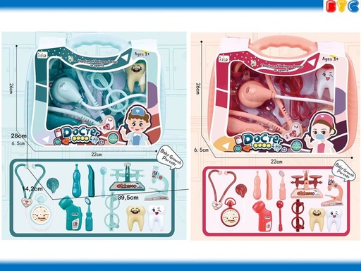 [03463] Set maletín de doctor con estetoscopio rosa y azul - Juguetes infantiles