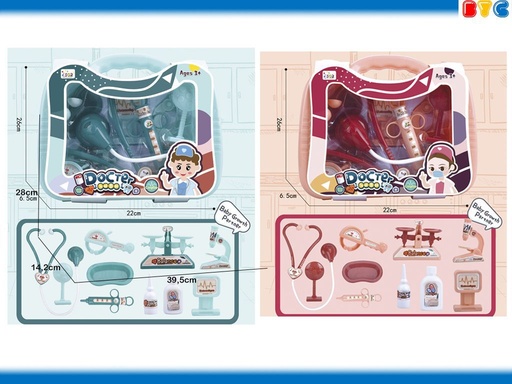 [03466] Set maletín de doctor en rosa y azul - Juguetes infantiles