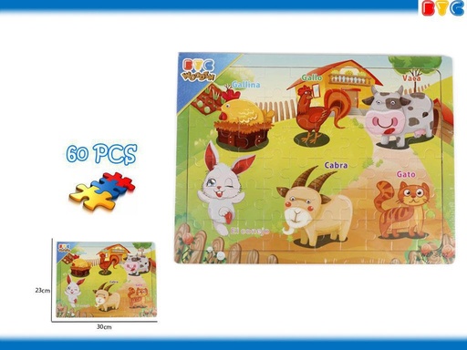 [03300] Puzzle de madera de granja 60 PCS - Juguetes de madera