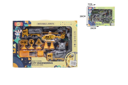 [TS68412] Set vehículos de construcción 12 piezas fricción 39x28x7cm - Juguetes