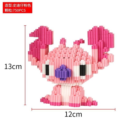 [6974902140093] Piezas de construcción 13cm Stitch rosa (250) 6004 - Juguetes variados