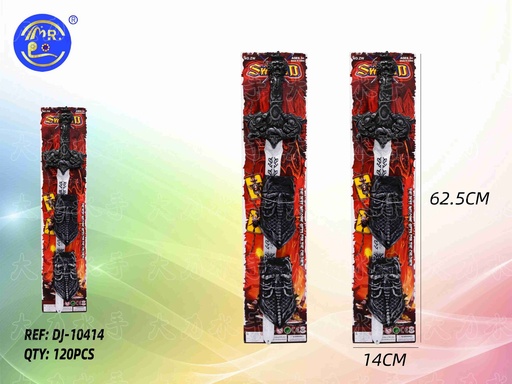 [DJ-10414] Juguete Escudo de espada con espada de plata antigua - Disfraces de carnaval