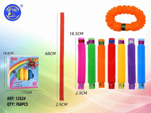 [12524] Tubo antiestrés con luz (12 unidades) - Juguetes y alivio del estrés