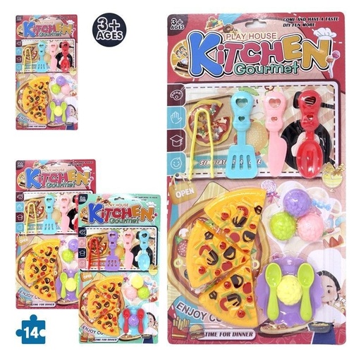 [04-LY1802] Juguete set cocina blíster pizza surtido - Juguetes de cocina para niños